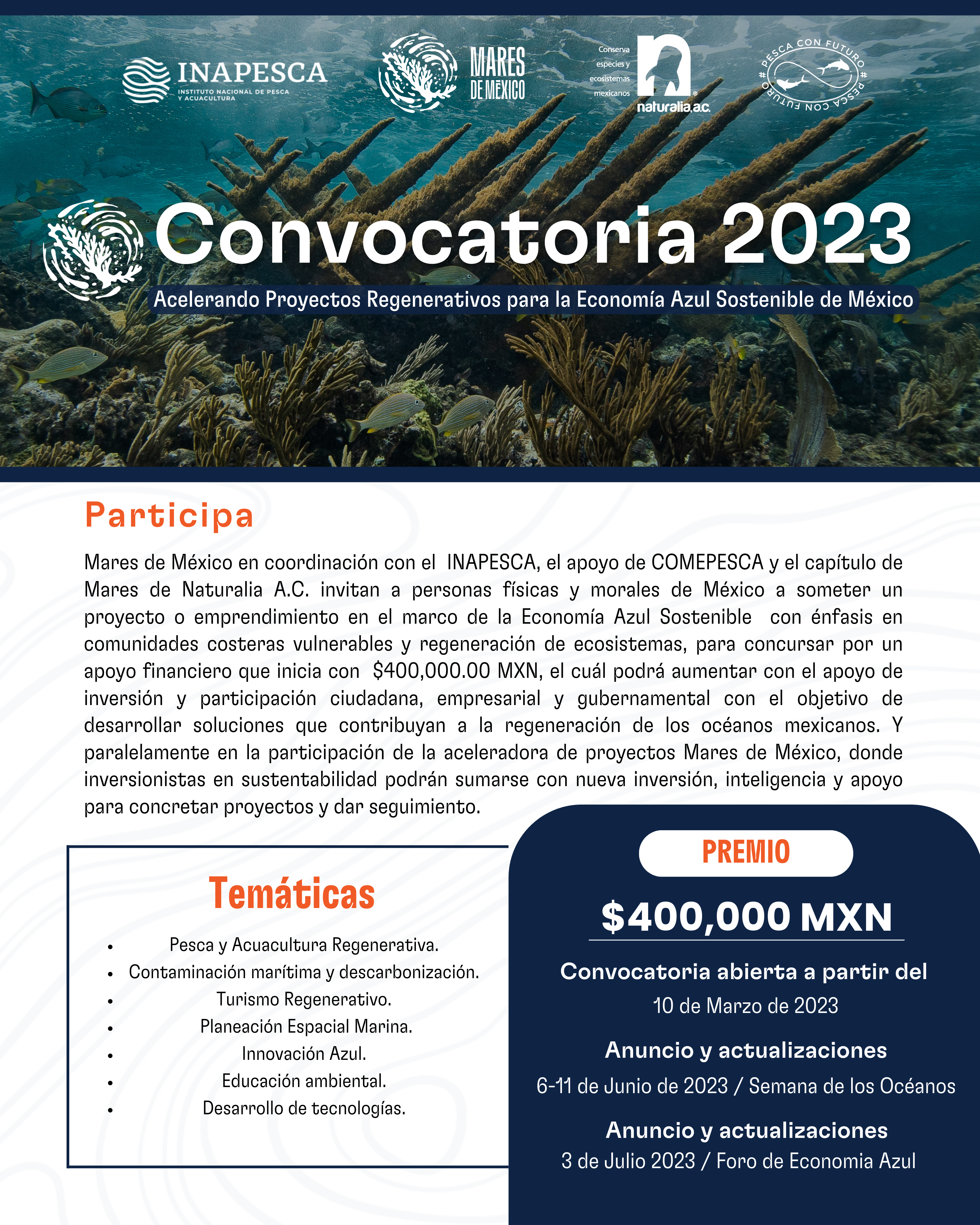 Convocatoria 2023 Acelerando Proyectos Regenerativos para la economía azul sostenible de México