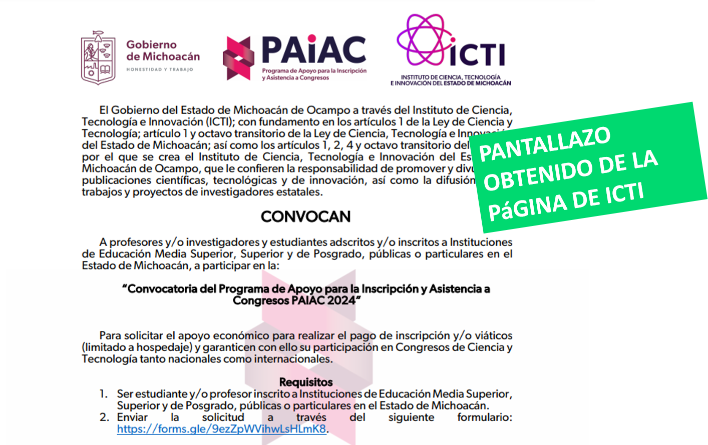 Programa de Apoyo para la Inscipción y Asistencia a Congresos (PAIC